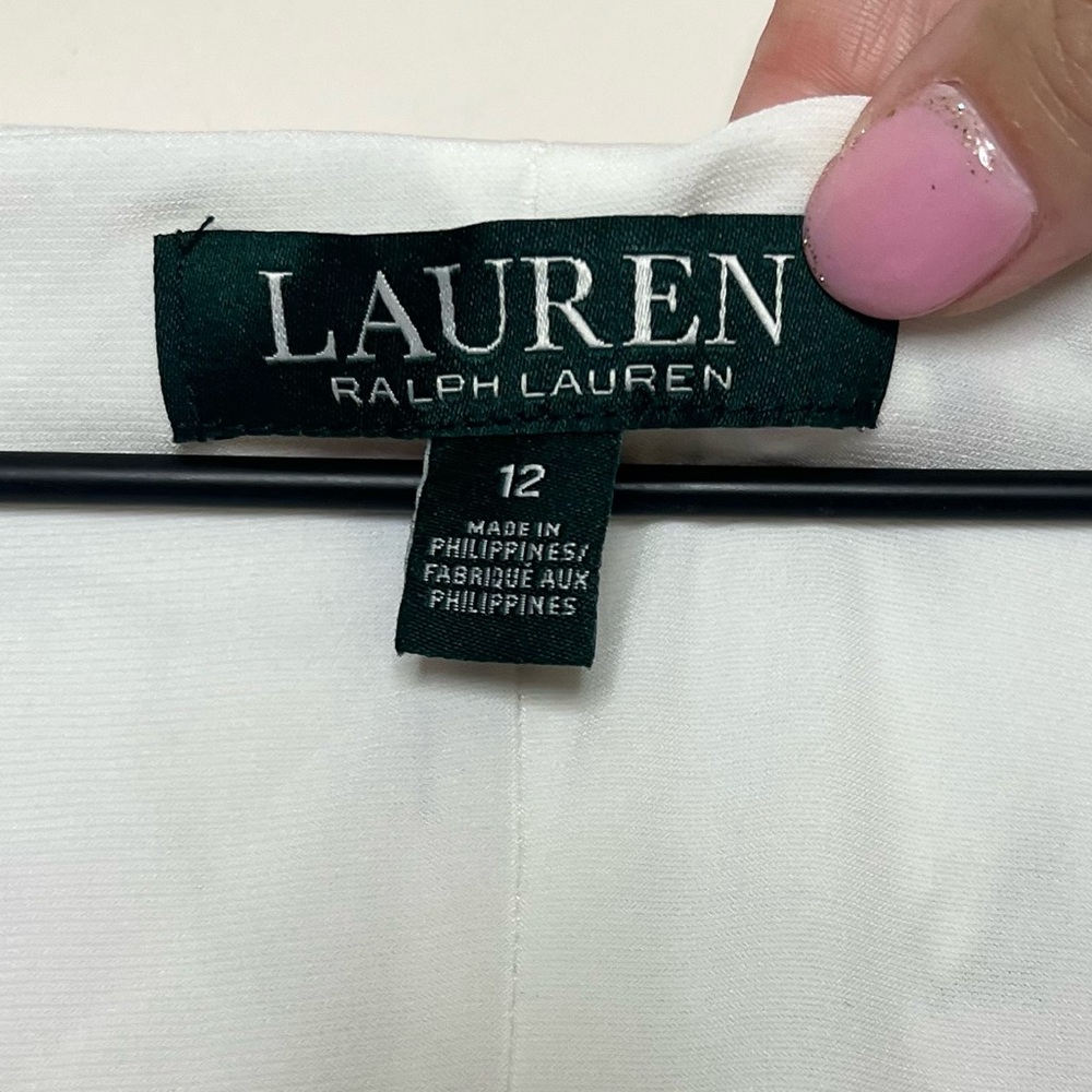 Lauren Ralph Lauren Floral V-Neck Faux Wrap Ruched Dress Size 12 - Picture 4 of 5